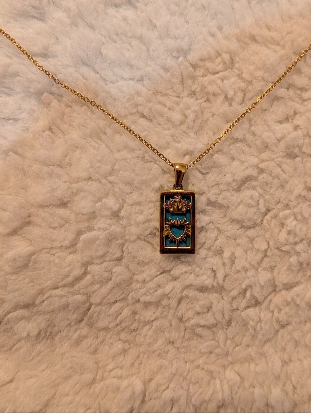 18K Gold plated empress tarot card with turquoise